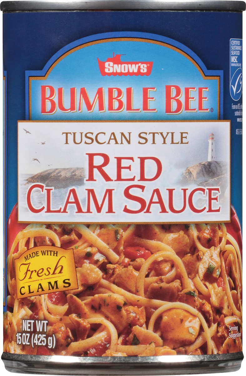 slide 1 of 11, Snow's Bumble Bee Tuscan Style Red Clam Sauce 15 oz. Can, 15 oz