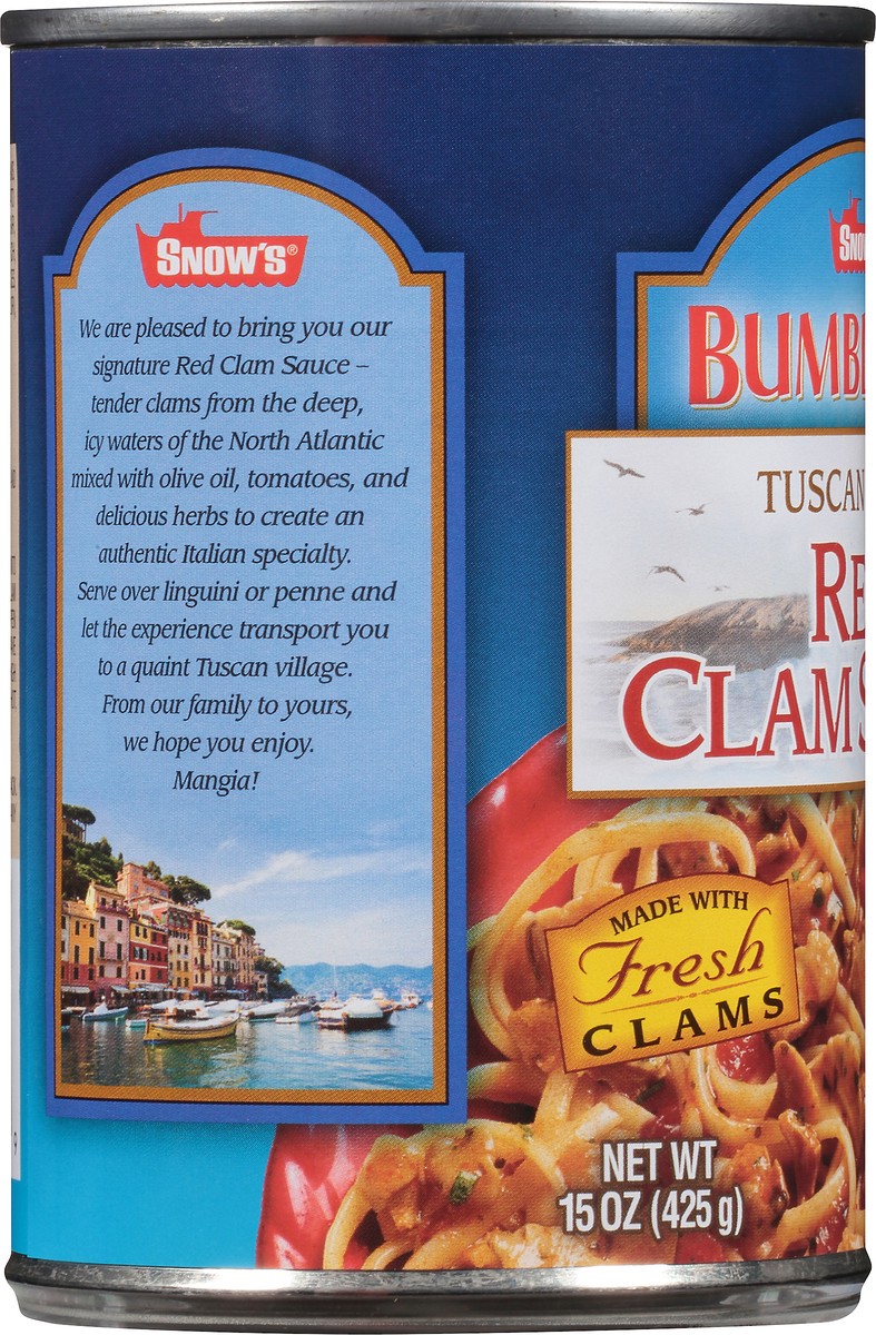 slide 4 of 11, Snow's Bumble Bee Tuscan Style Red Clam Sauce 15 oz. Can, 15 oz