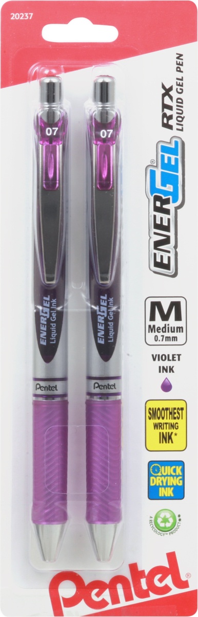 slide 3 of 9, Pentel EnerGel RTX Medium Violet Liquid Gel Pen 2 Pens 2 ea, 2 ct