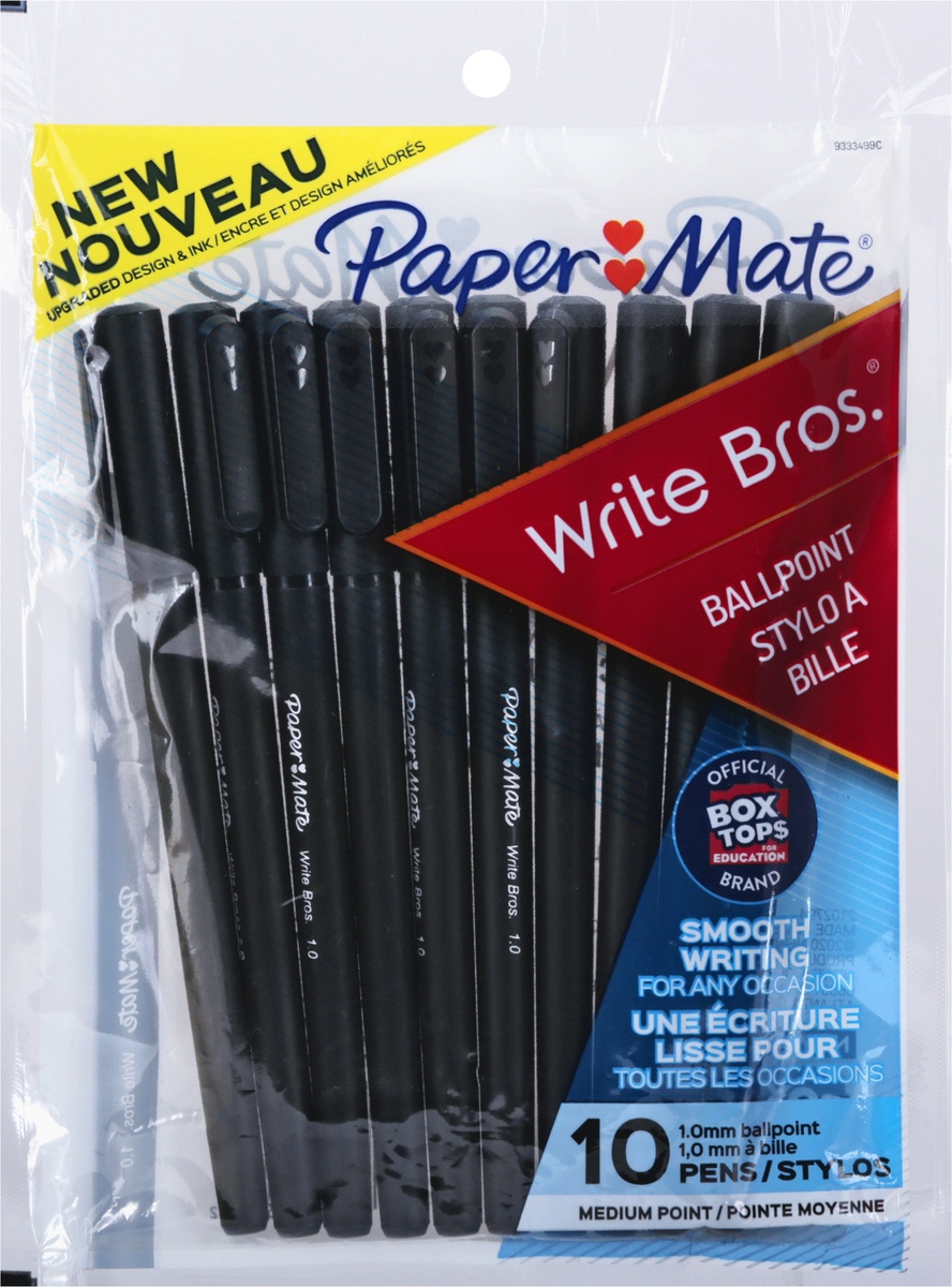 slide 6 of 9, Paper Mate Write Bros Medium (1.0 mm) Black Ink Ball Point Pens, 10 ct