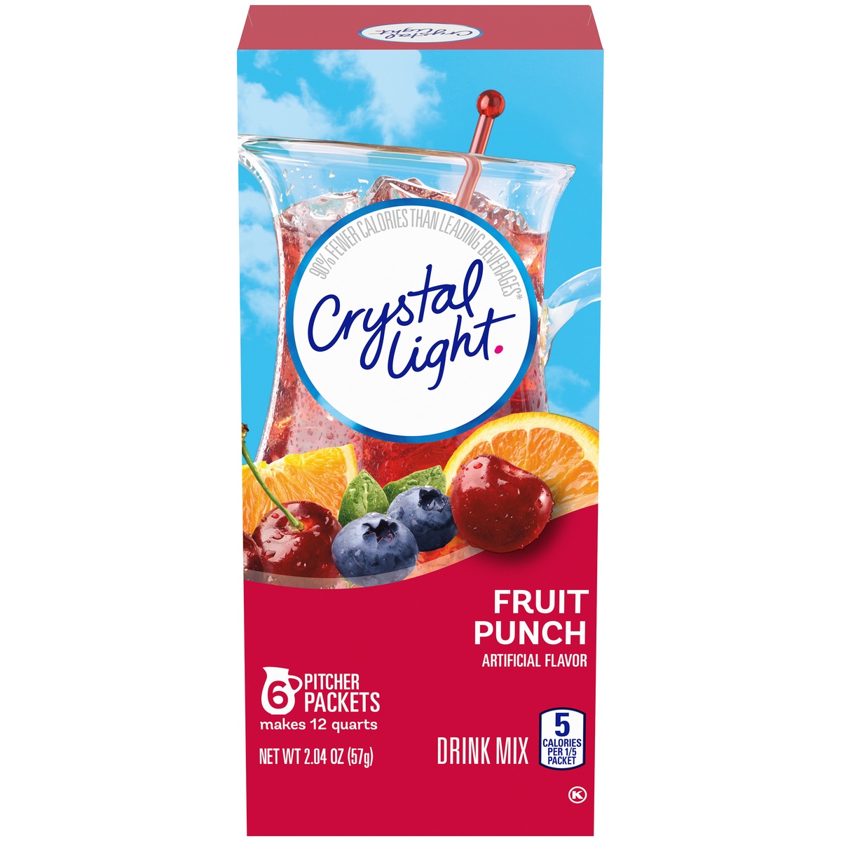 slide 1 of 1, Crystal Light Fruit Punch Artificially Flavored Powdered Drink Mix Pitcher Packets, 6 ct