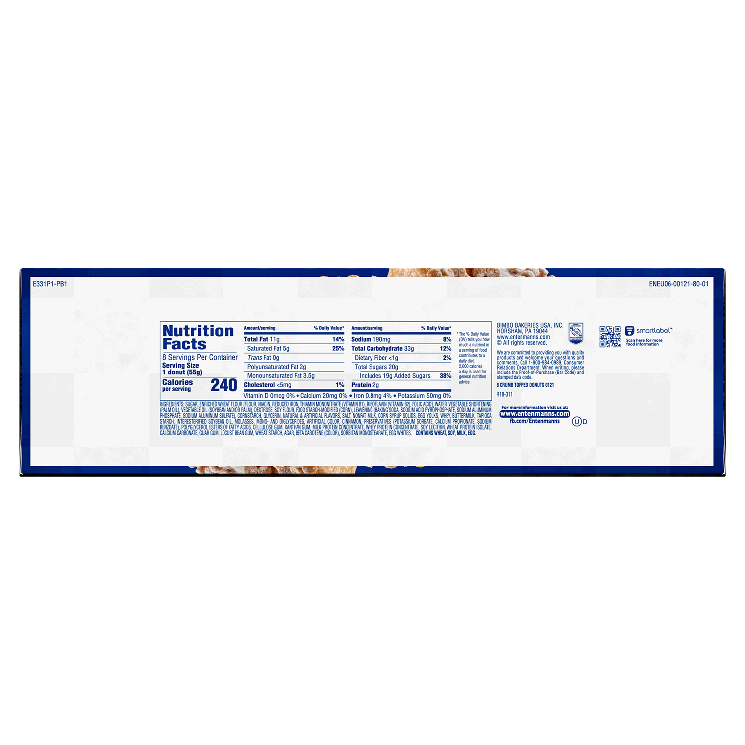 slide 3 of 4, Entenmann's Crumb Topped Donuts, 8 ct