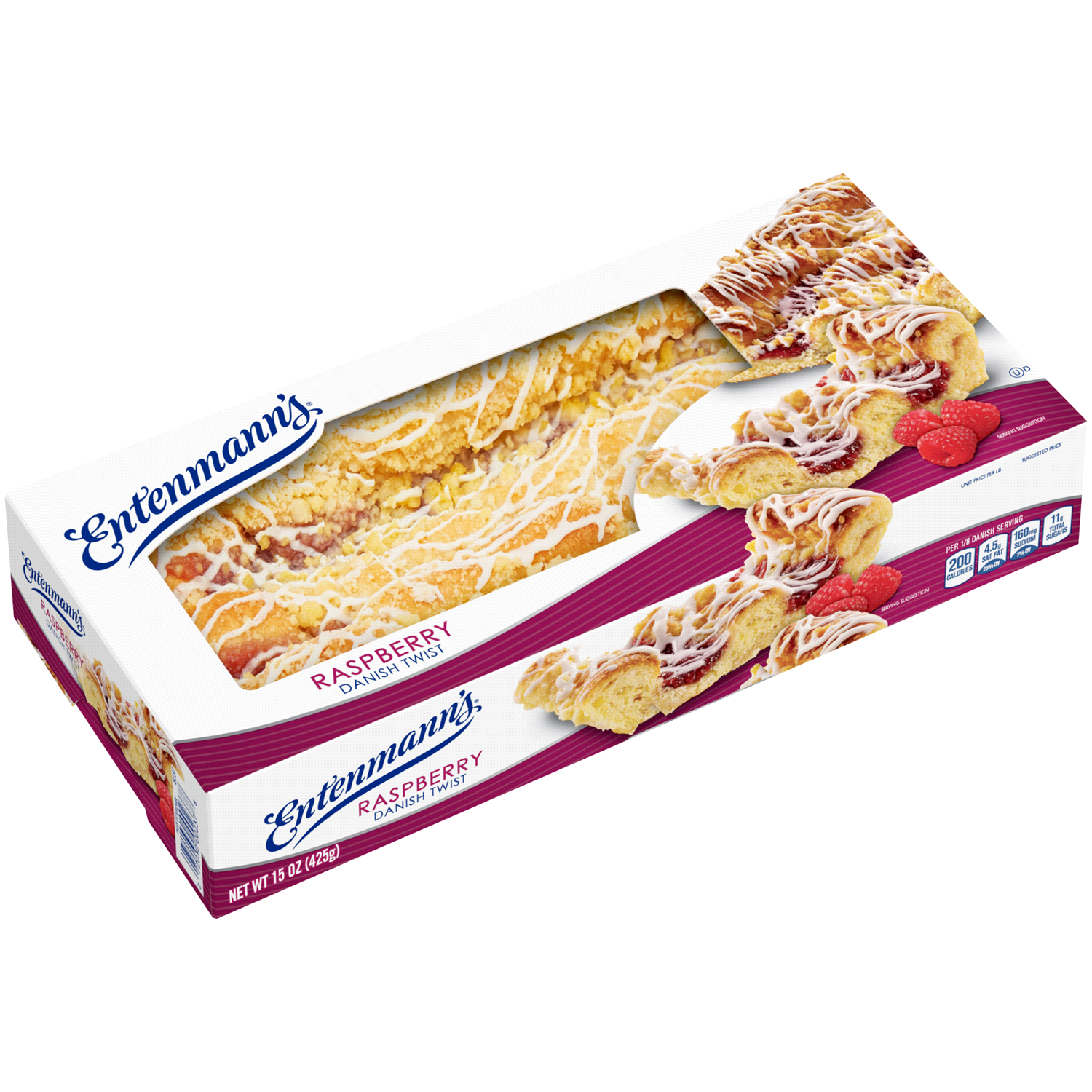 slide 3 of 3, Entenmann's Shelf-Stable Raspberry Danish Twist, 15 oz, 15 oz
