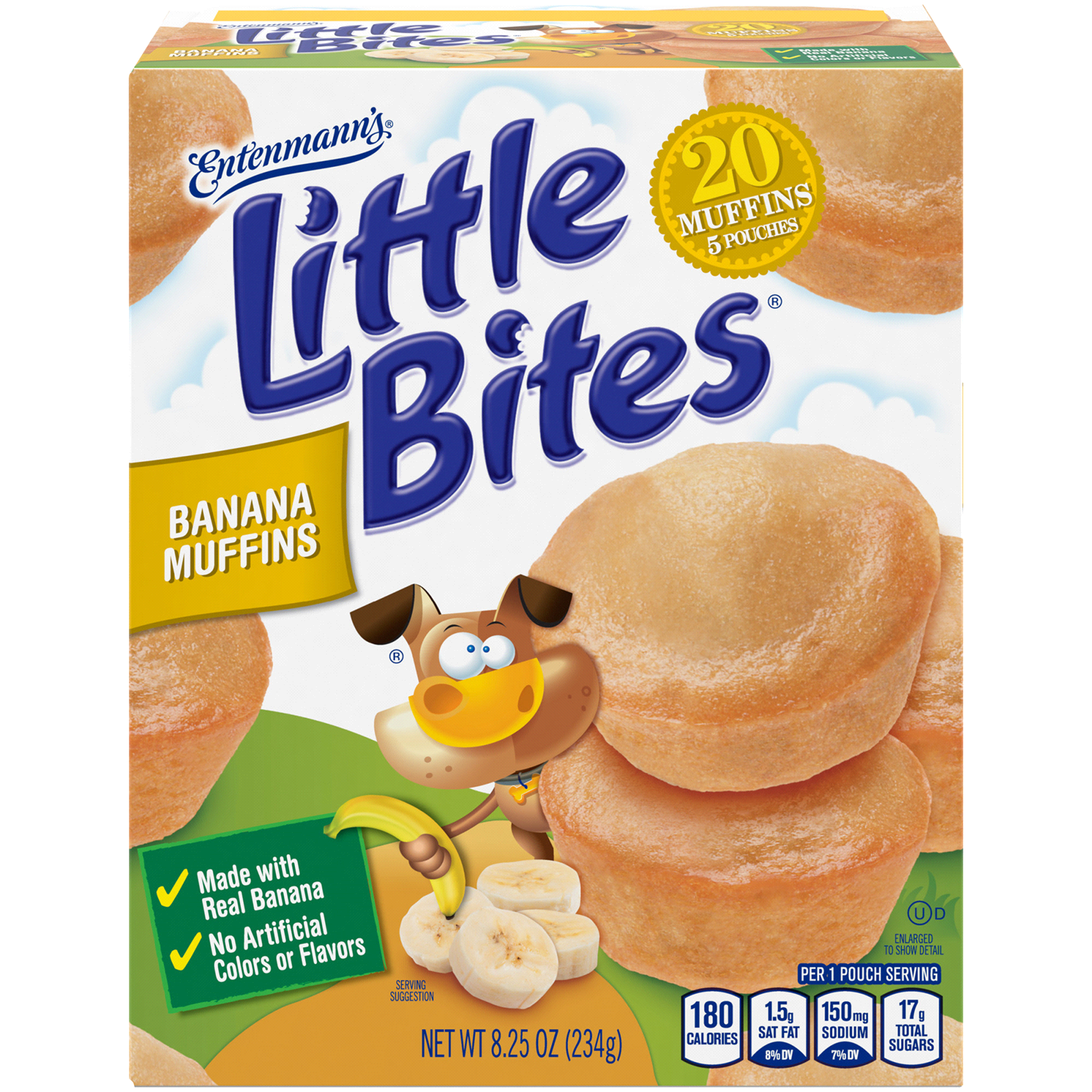 slide 1 of 3, Entenmann's Banana Muffin- Mini Muffins, 5 count, 8.25 oz, 5 ct