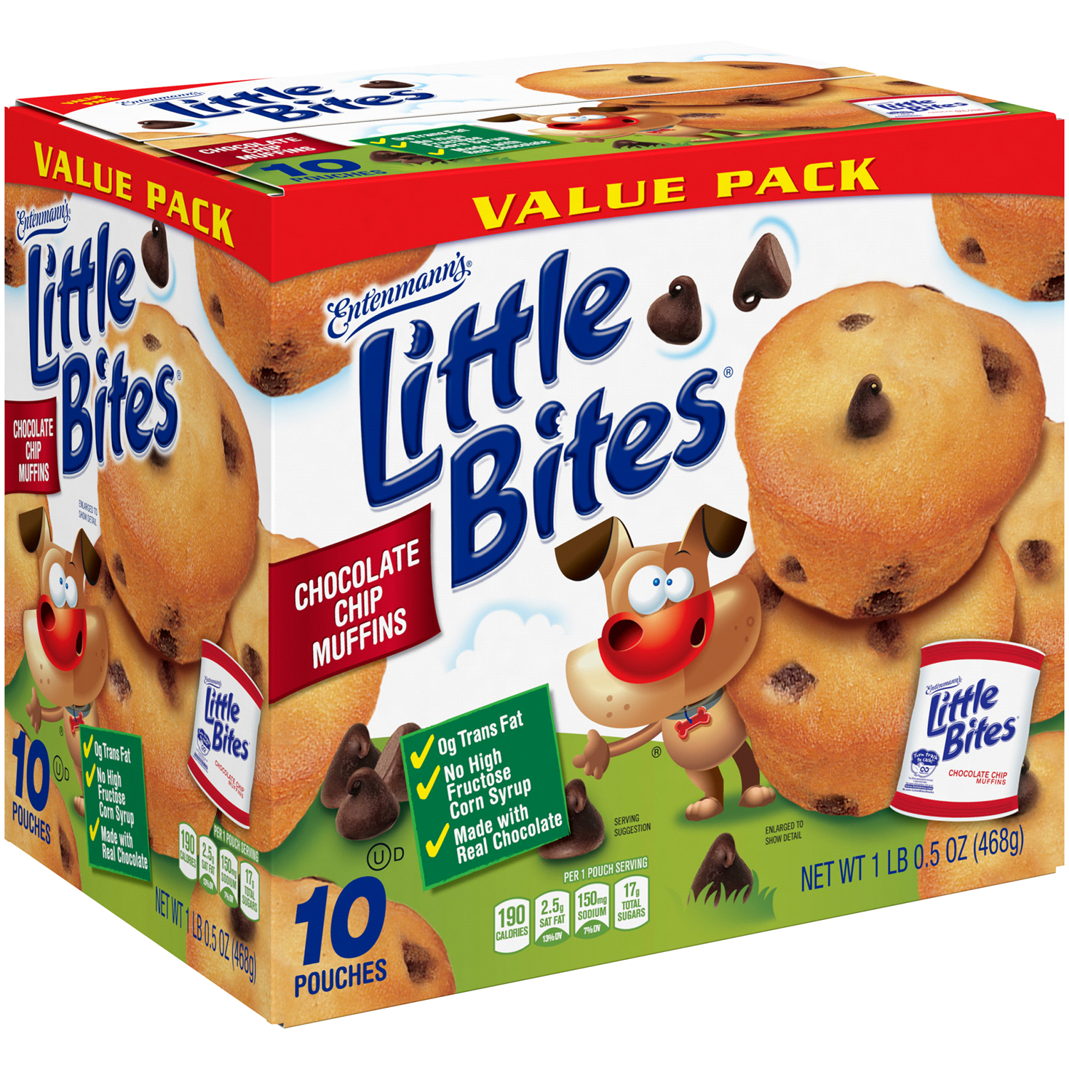 slide 2 of 3, Entenmann's Little Bites Chocolate Chip Mini Muffins, Value Pack, 10 packs, 16.5 oz, 10 ct
