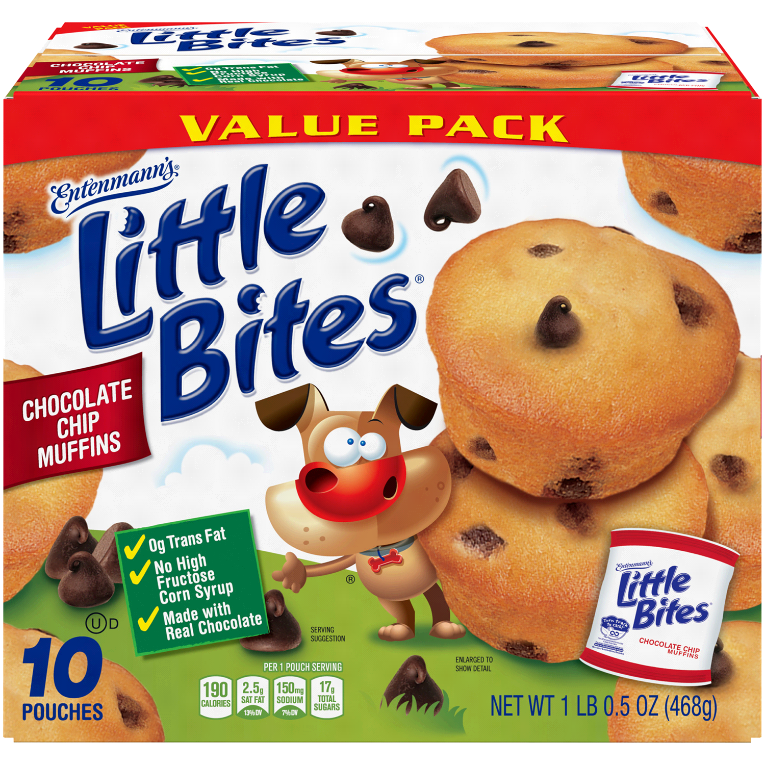 slide 1 of 3, Entenmann's Little Bites Chocolate Chip Mini Muffins, Value Pack, 10 packs, 16.5 oz, 10 ct