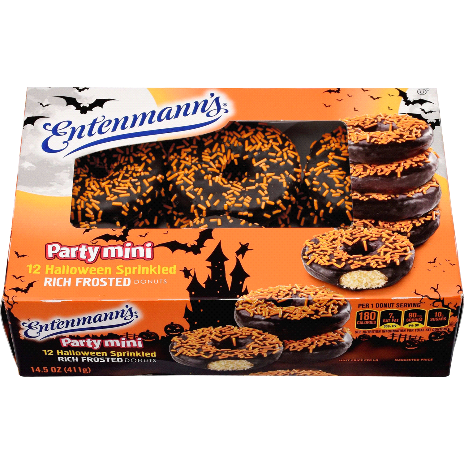 slide 1 of 2, Entenmann's Party Mini Rich Frosted Donuts 12 ct, 14.5 oz