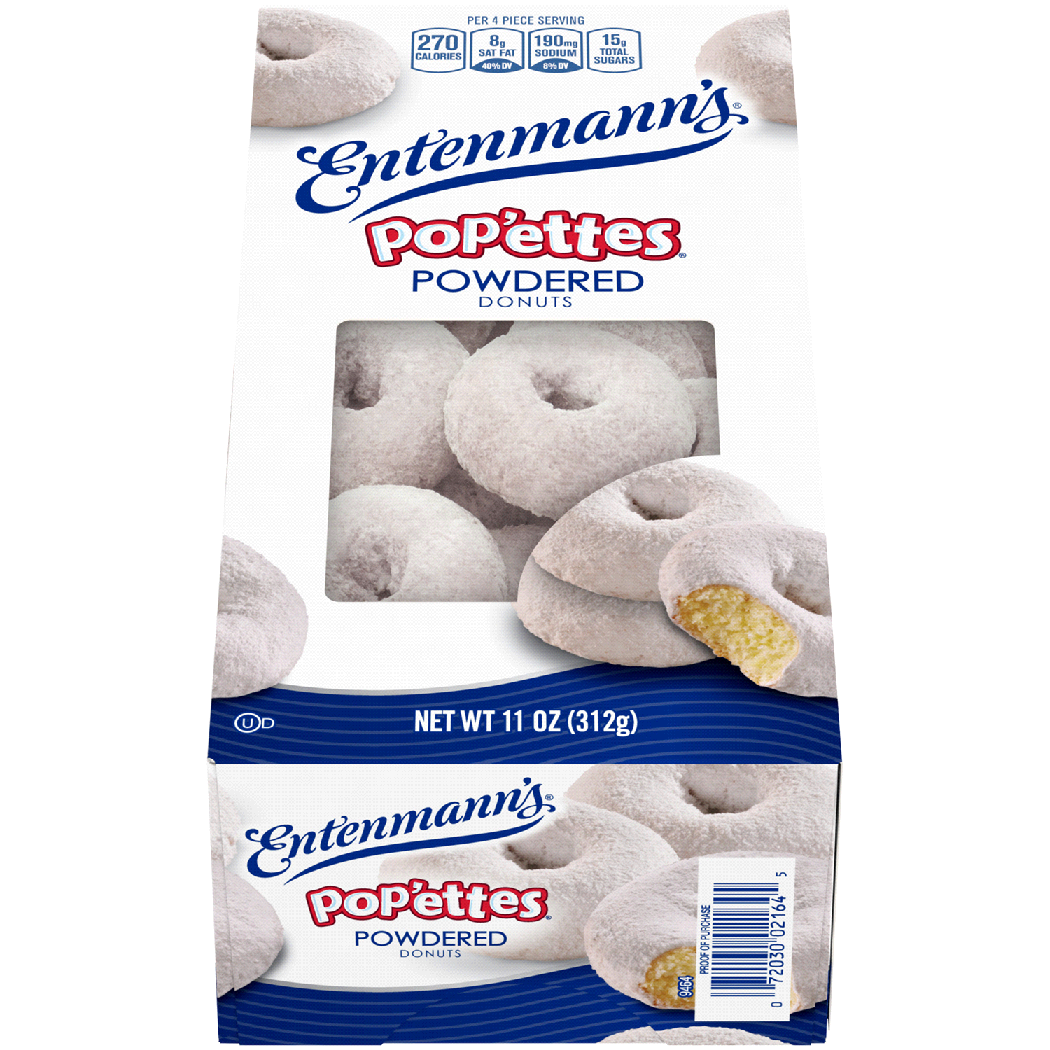 slide 1 of 3, Entenmann's Pop'ettes Powdered Mini Donuts, 11 oz, 11 oz