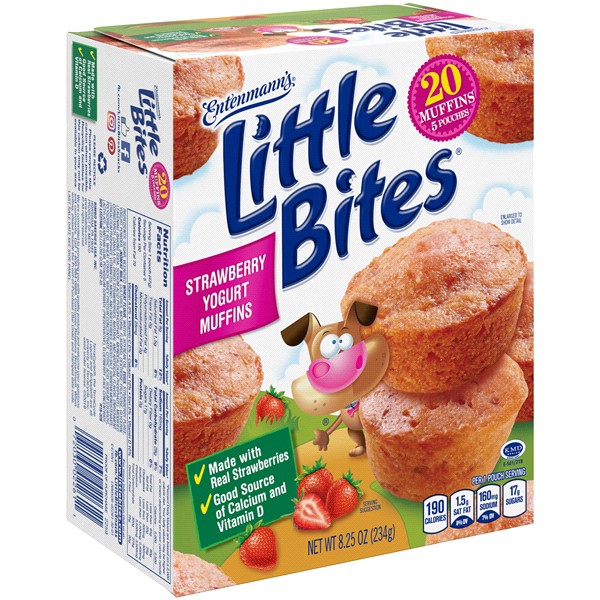 slide 3 of 21, Entenmann's Little Bites Strawberry Yogurt Muffins, 5 packs, Strawberry Mini Snack Cakes, 8.25 oz Box, 5 ct