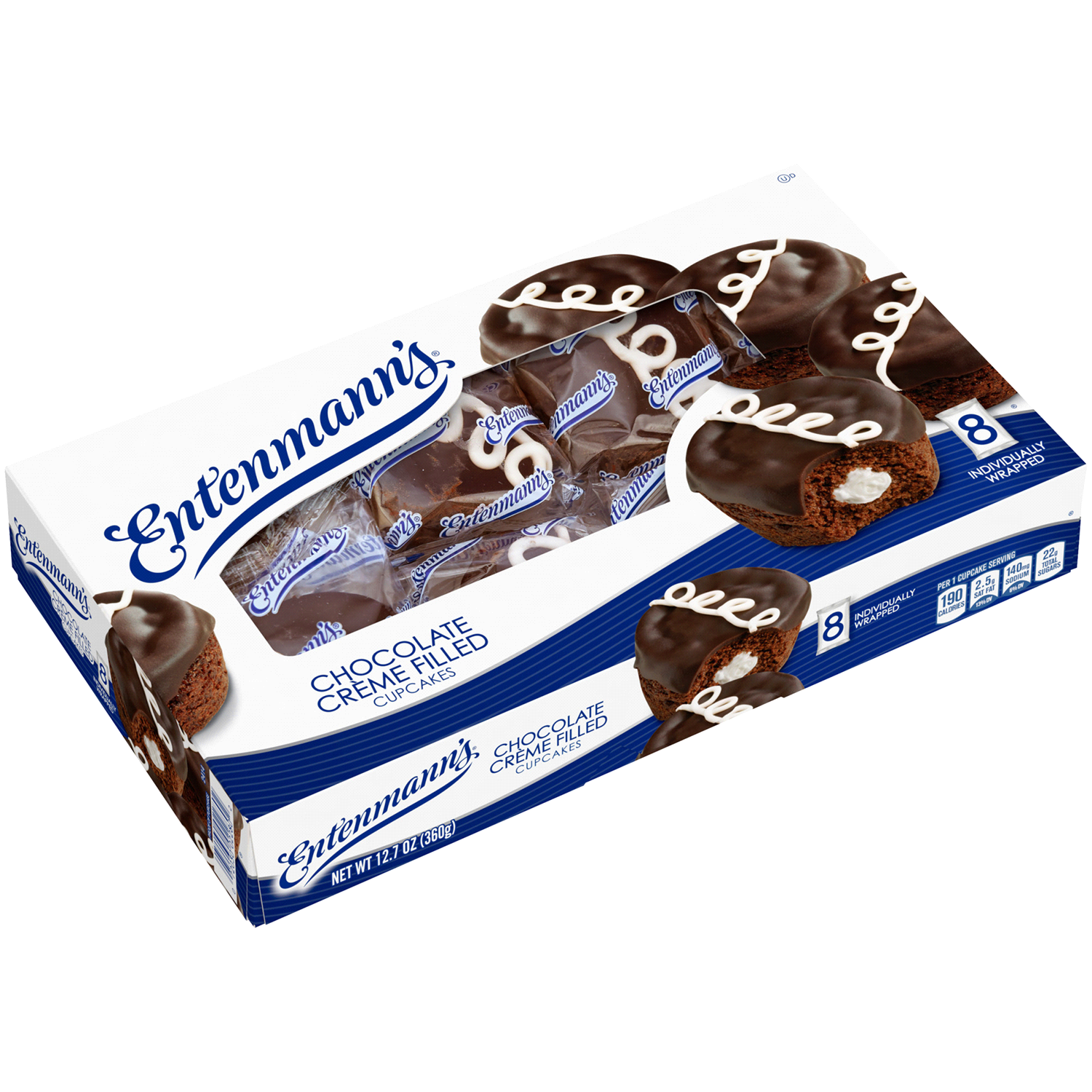 slide 3 of 3, Entenmann's Chocolate Creme Filled Cupcakes, 8 ct