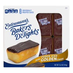 Entenmann's Baker's Delights Fudge Iced Golden Mini Cakes, 8 packs, 13.2 oz
