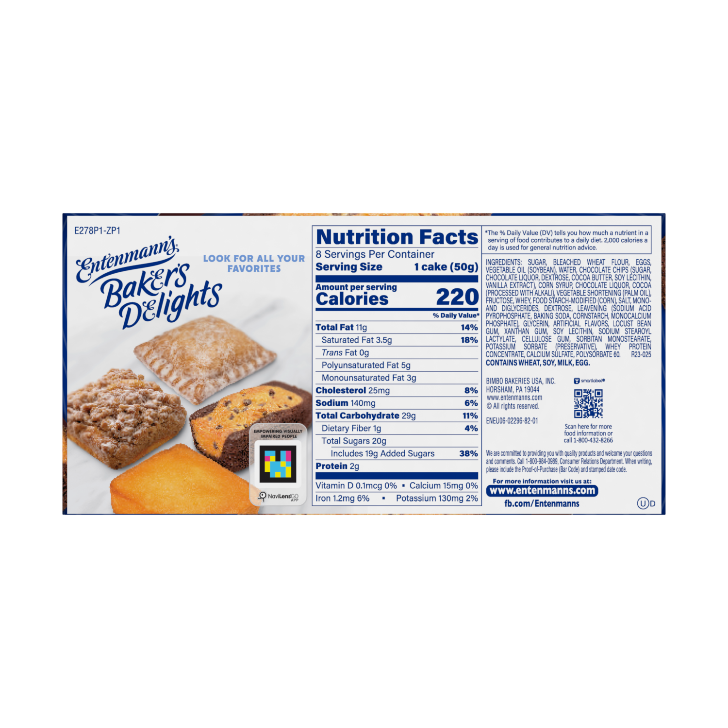 slide 2 of 2, Entenmann's Baker's Delights Brownie Chocolate Chip Mini Cakes, 8 packs, 14 oz, 8 ct