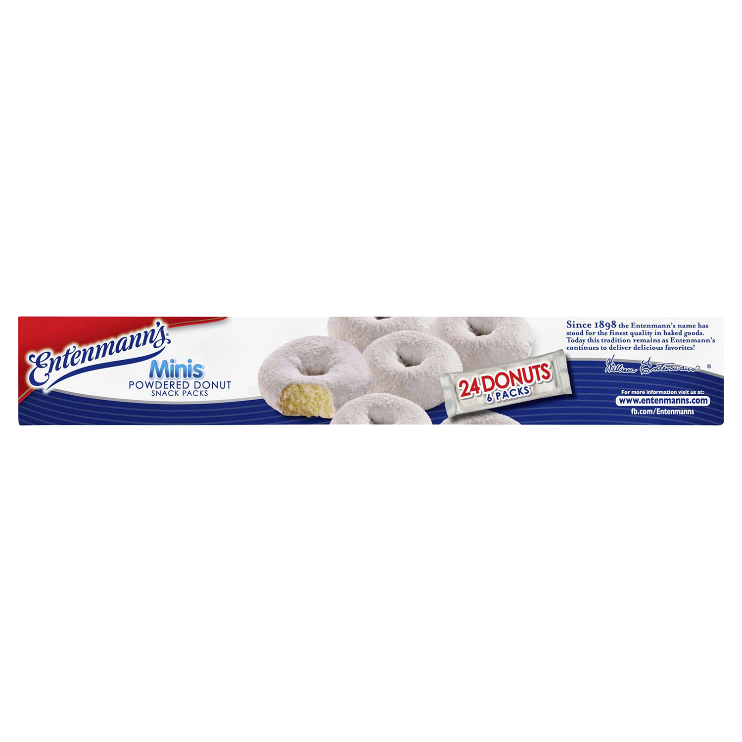 slide 4 of 5, Entenmann's Powdered Sugar Mini Donuts, 6 packs, 12 oz, 6 ct