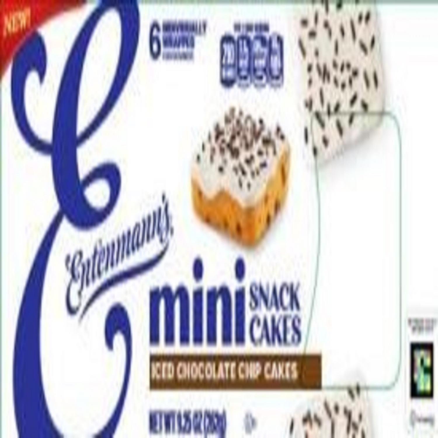 slide 1 of 1, Entenmann's Chocolate Chip Mini Snack Cakes, 6 packs, 12 oz, 6 ct