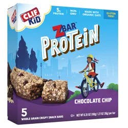 Zbar Protein - Chocolate Chip - Crispy Whole Grain Snack Bars - Made with Organic Oats - Non-GMO - 5g Protein - 1.27 oz. (5 Pack)