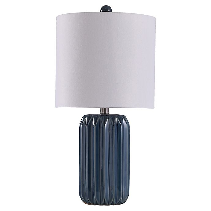 slide 1 of 2, Hampton Table Lamp - Blue with White Shade, 1 ct