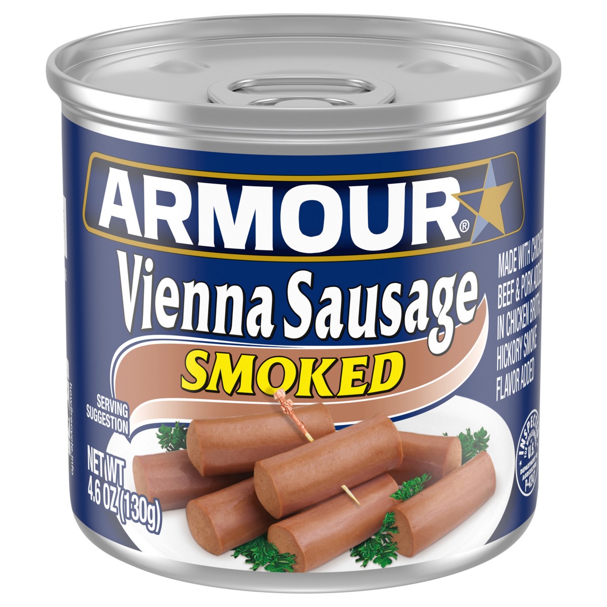 slide 1 of 5, Armour Star Vienna Sausage, Smoked, 7g Protein Per Serving, Canned Sausage, 4.6 oz. Can, 4.6 oz