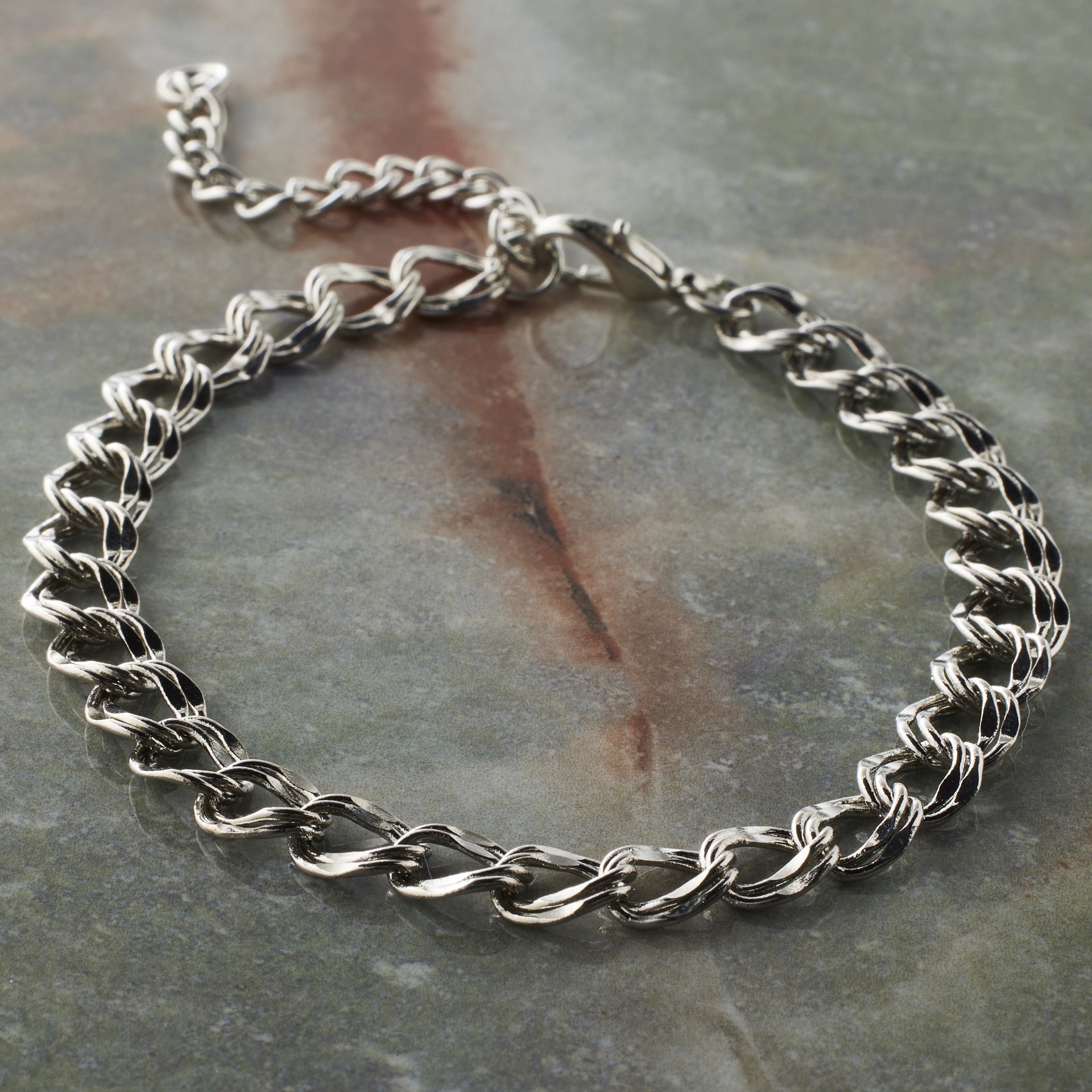 slide 3 of 3, 7.5" Rhodium Double Curb Charm Bracelet By Bead Landing, 7.5 in