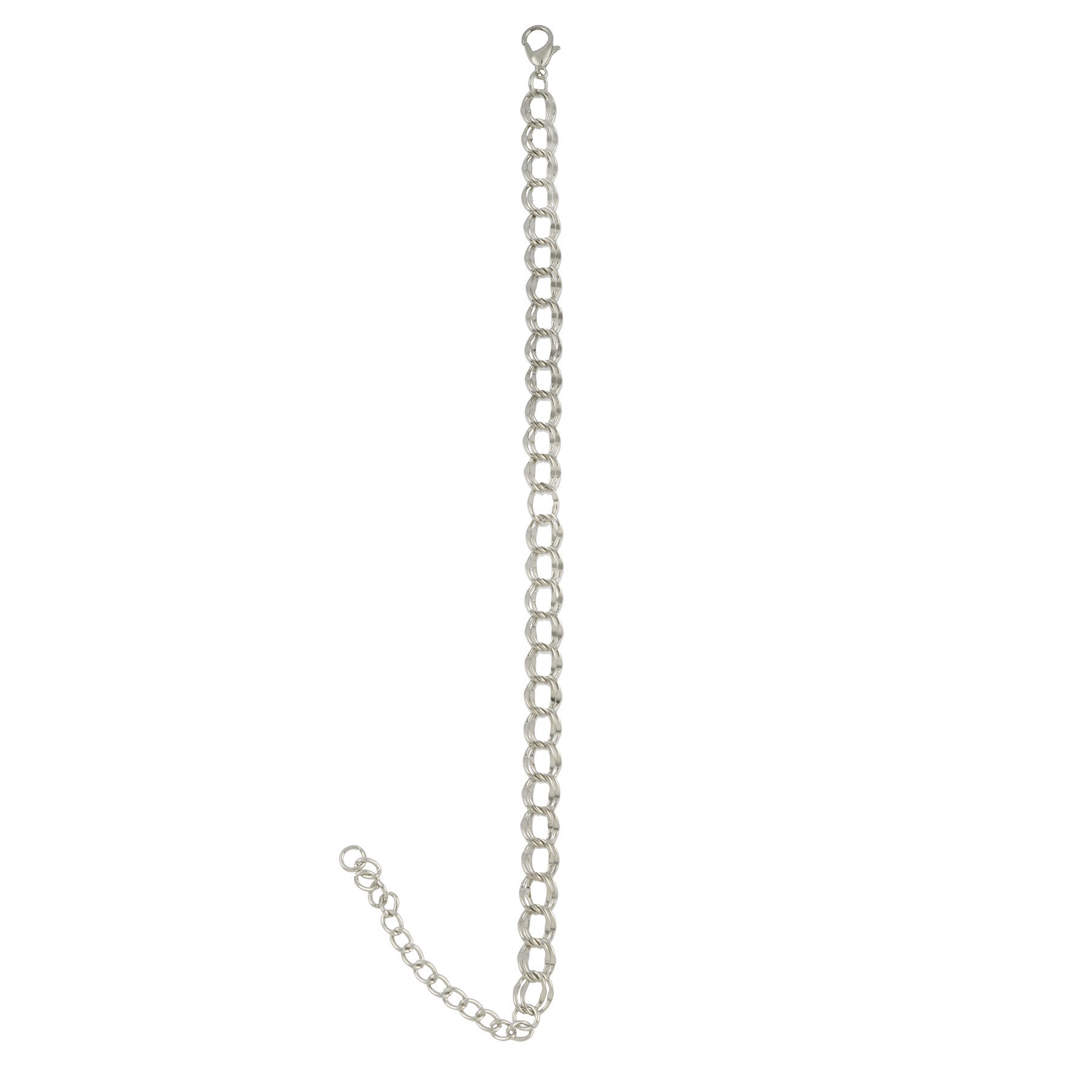 slide 2 of 3, 7.5" Rhodium Double Curb Charm Bracelet By Bead Landing, 7.5 in