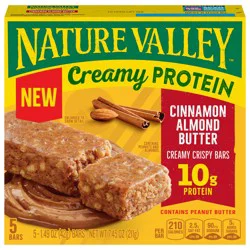 Nature Valley Creamy Protein Bars, Cinnamon Almond Butter, 10g Protein Snacks, 5 Bars, 7.45 oz