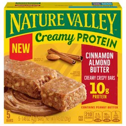 Nature Valley Creamy Protein Bars, Cinnamon Almond Butter, 10g Protein Snacks, 5 Bars, 7.45 oz