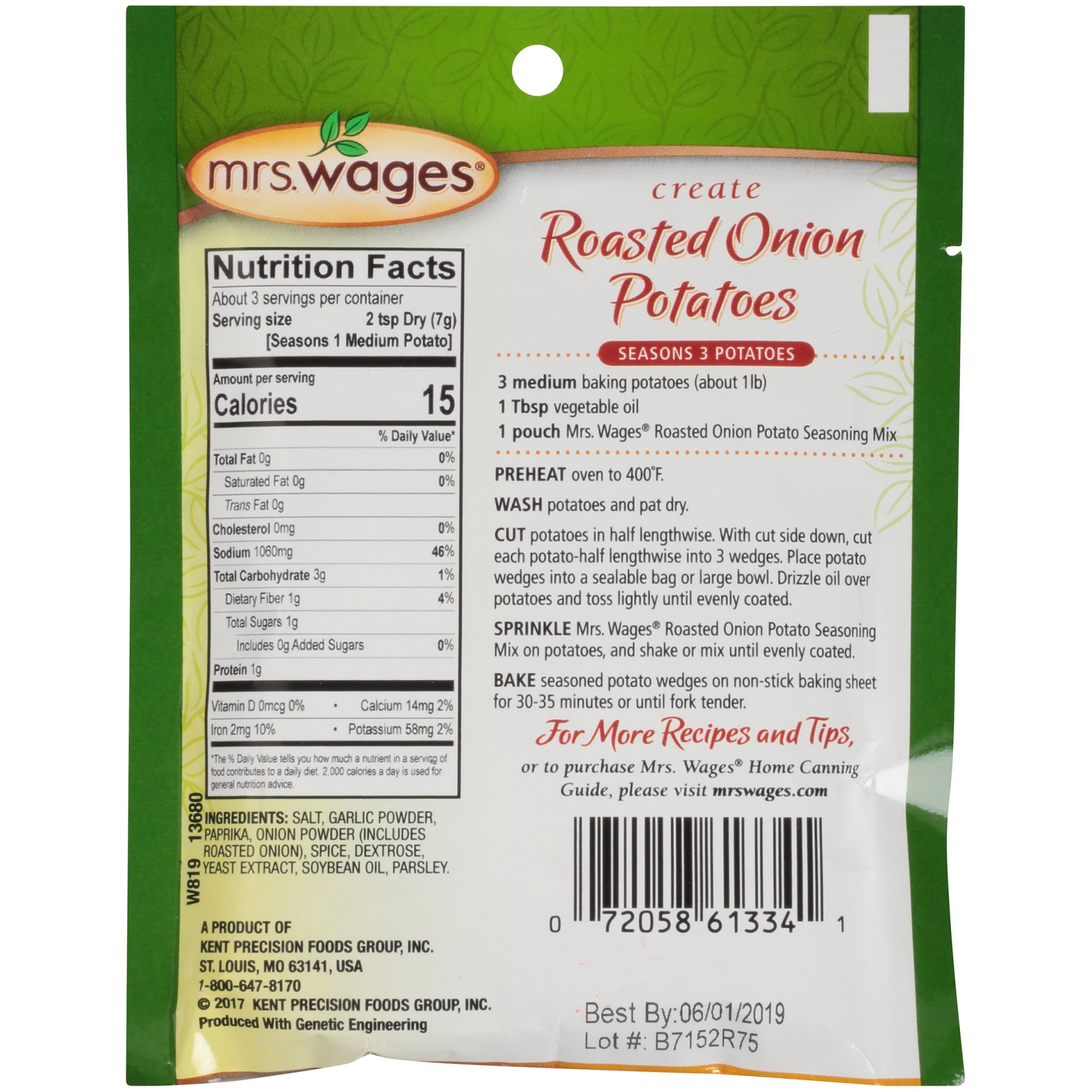 slide 5 of 6, Mrs. Wages Roasted Onion Potato Seasoning Mix, 0.88 oz