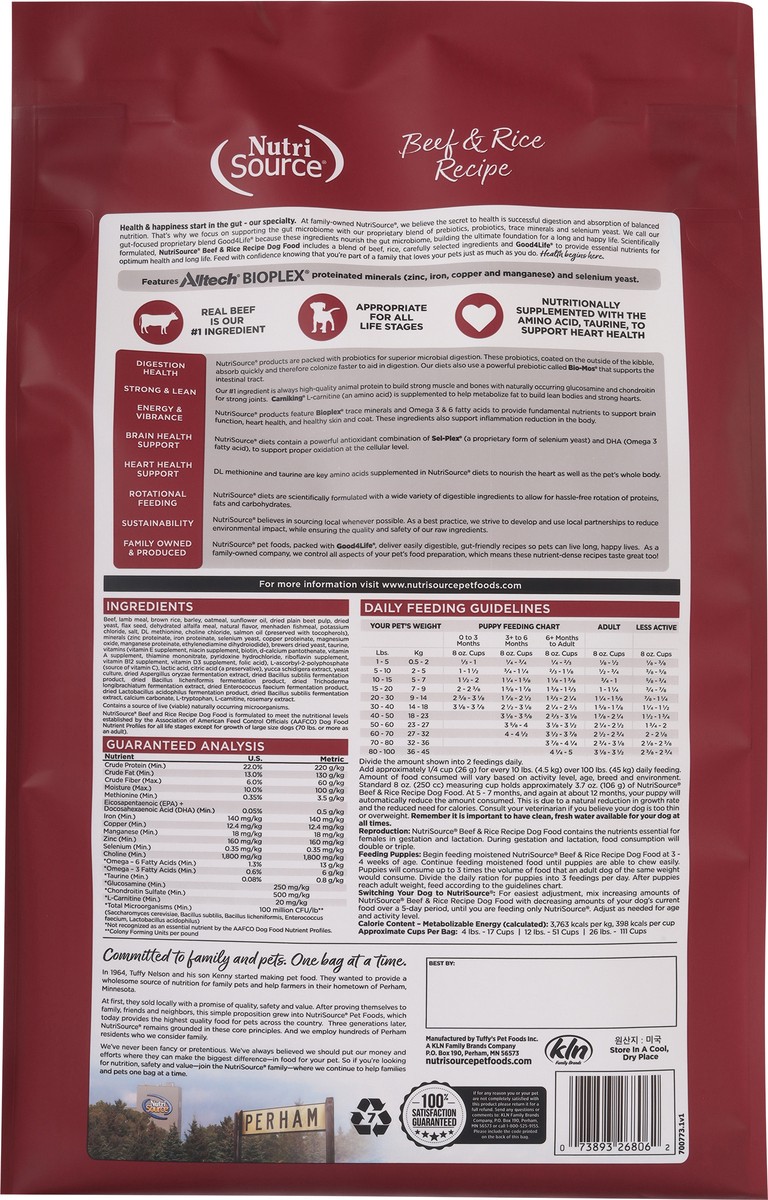 slide 14 of 14, NutriSource For All Life Stages Beef & Rice Recipe Dog Food 26 lb, 26 lb
