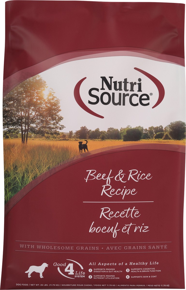 slide 3 of 14, NutriSource For All Life Stages Beef & Rice Recipe Dog Food 26 lb, 26 lb