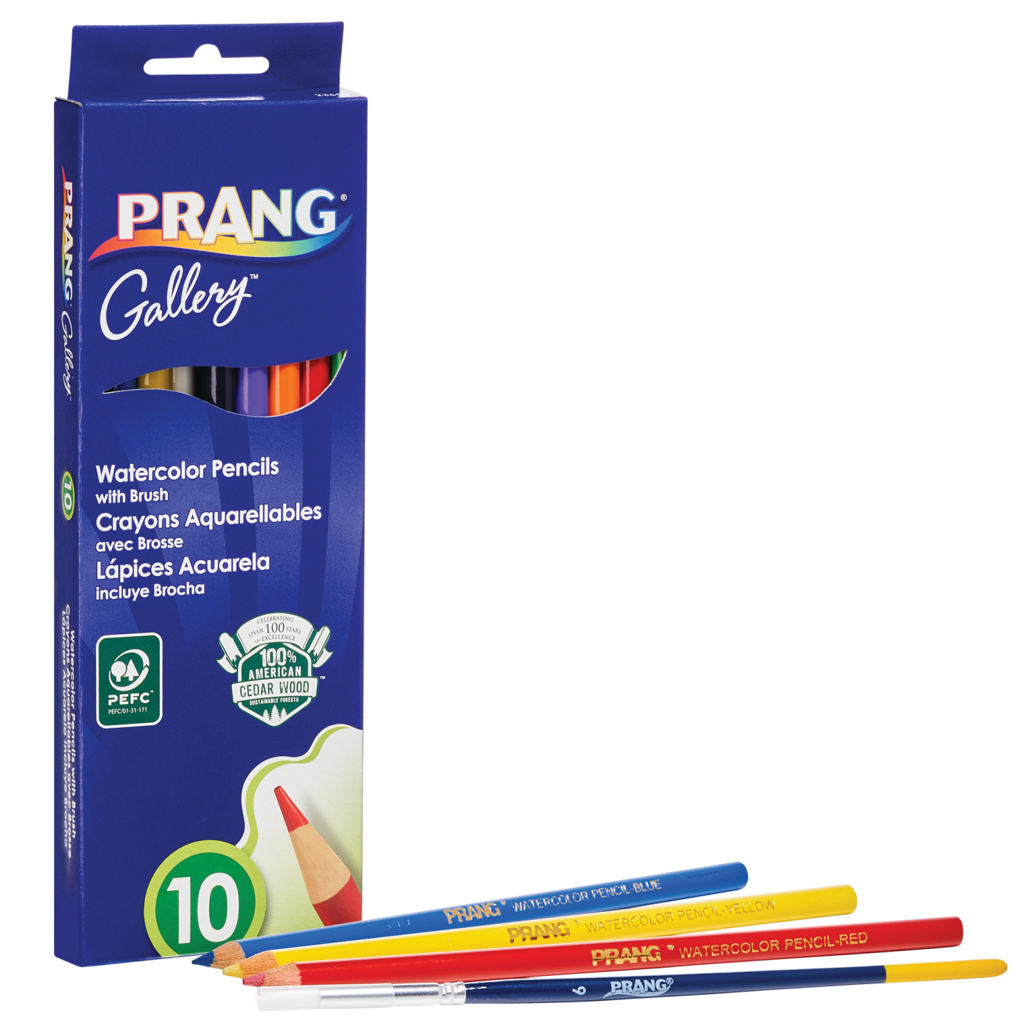 slide 1 of 2, PRANG Watercolor Pencils, Assorted Colors w/ Brush, 10 Ct, 10 ct
