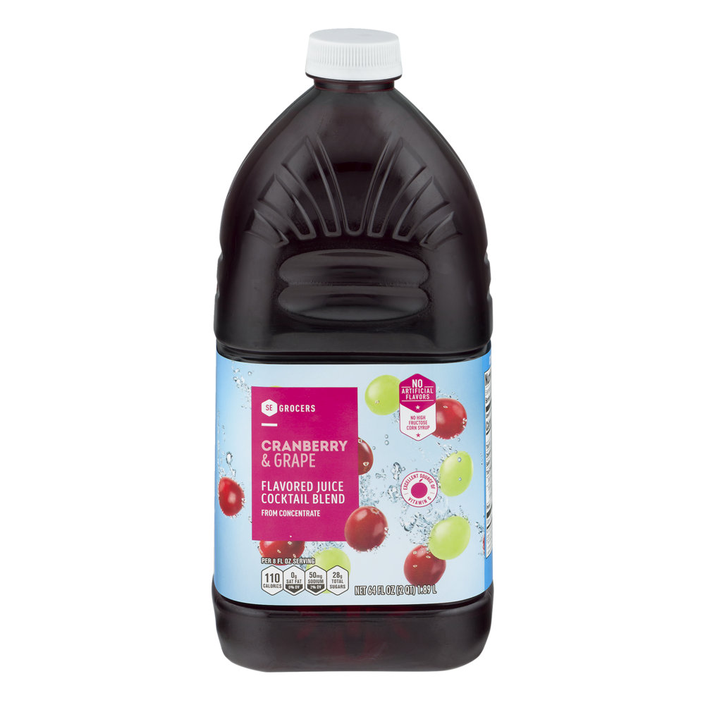 slide 1 of 1, SE Grocers Flavored Juice Cocktail Blend Cranberry & Grape, 64 oz