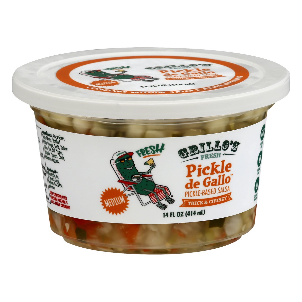 slide 3 of 13, Grillo's Pickles Grillo's Fresh Medium Pickle De Gallo Pickle-based Salsa, 14 oz