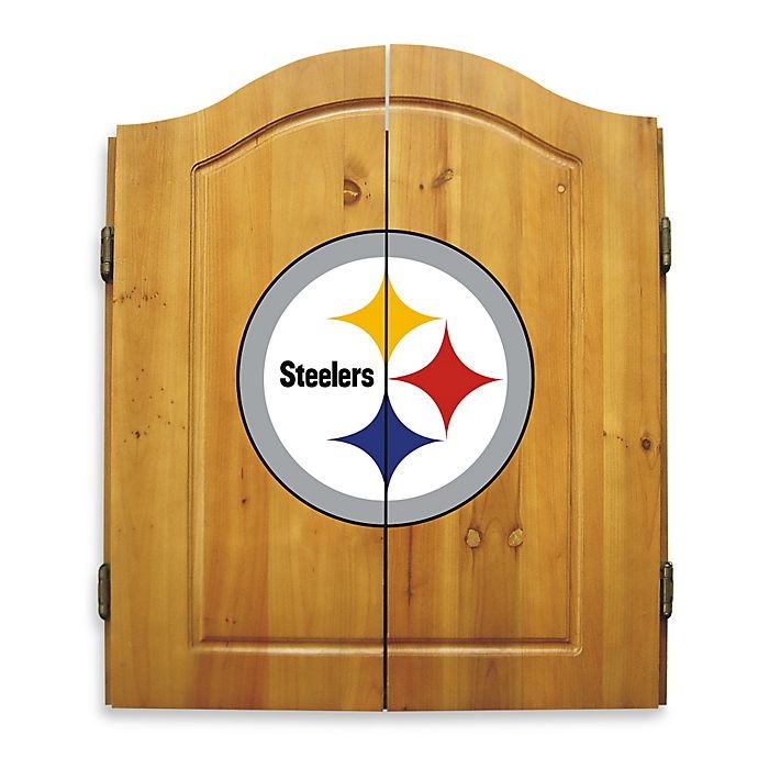 slide 1 of 2, NFL Pittsburgh Steelers Dartboard and Cabinet Set, 1 ct