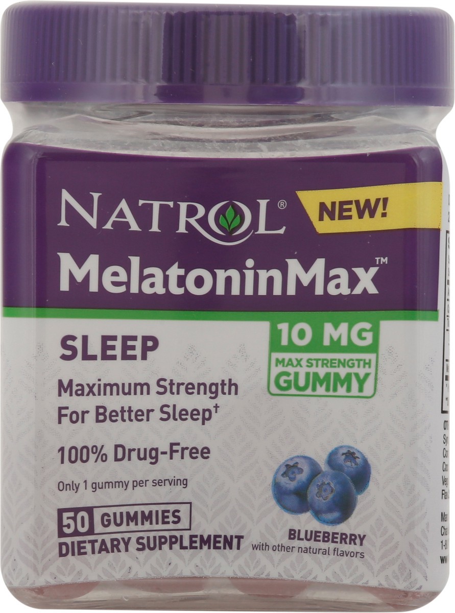 slide 9 of 9, Natrol 10mg per Gummy MelatoninMax Blueberry Flavor, 50 ct