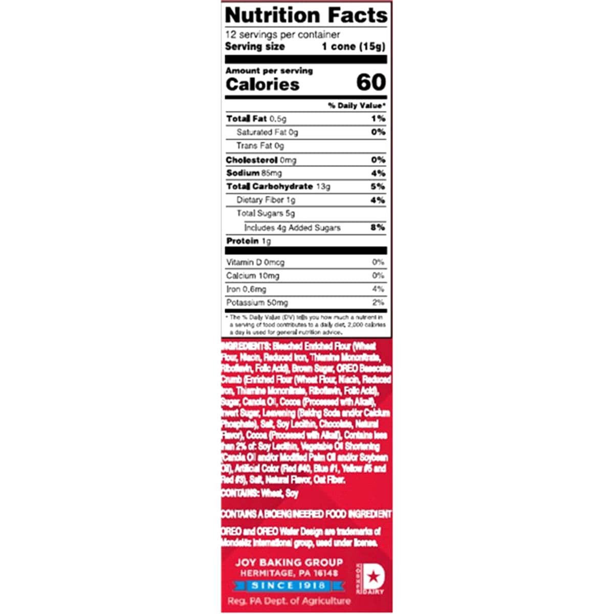 slide 2 of 2, Joy Oreo Cookie Pieces Sugar Cones 12 ea, 12 ct
