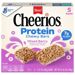 Cheerios Protein Chewy Bars, Snack Bars, Mixed Berry, 5 Ct, 6.35 oz