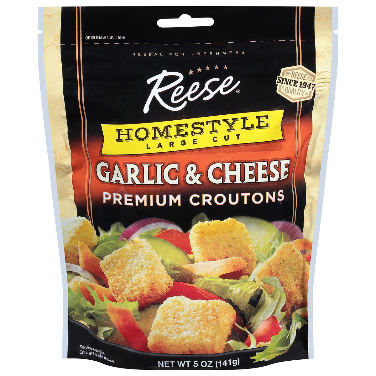 slide 1 of 9, Reese Homestyle Large Cut Premium Garlic & Cheese Croutons 5 oz, 5 oz