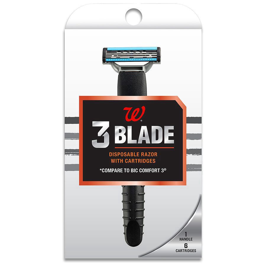 slide 1 of 2, Walgreens Men's 3 Blade Disposable Razor with Cartridges, 1 ct