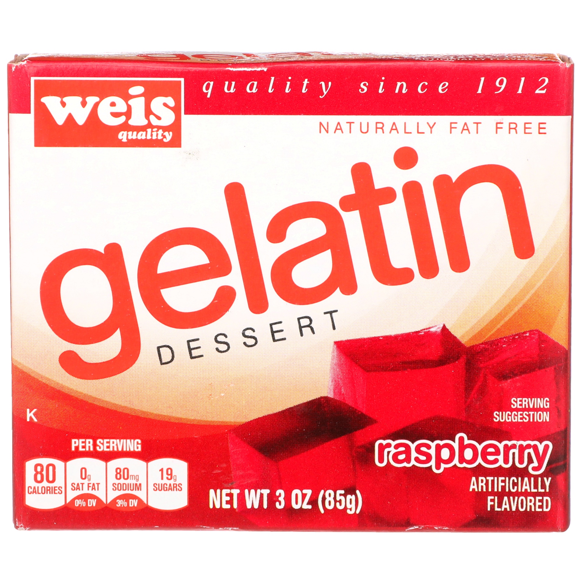 slide 1 of 6, Weis Quality Raspberry Flavored Gelatin Dessert, 3 oz