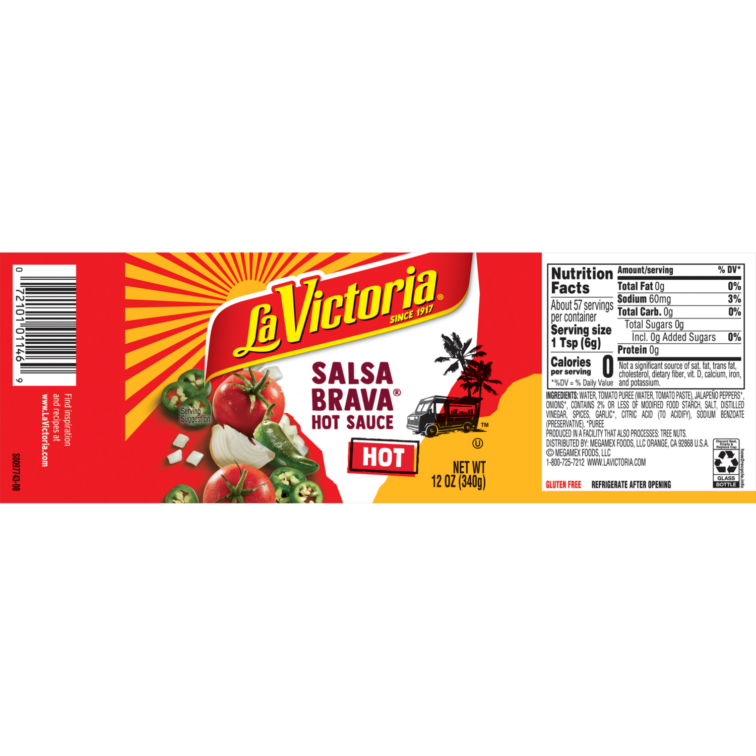 slide 7 of 8, La Victoria Salsa Brava Hot Sauce 12 oz, 12 oz