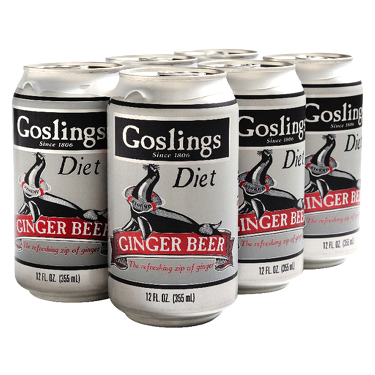 slide 1 of 2, Gosling's Stormy Diet Ginger Beer 6 - 12 fl oz Cans, 72 fl oz