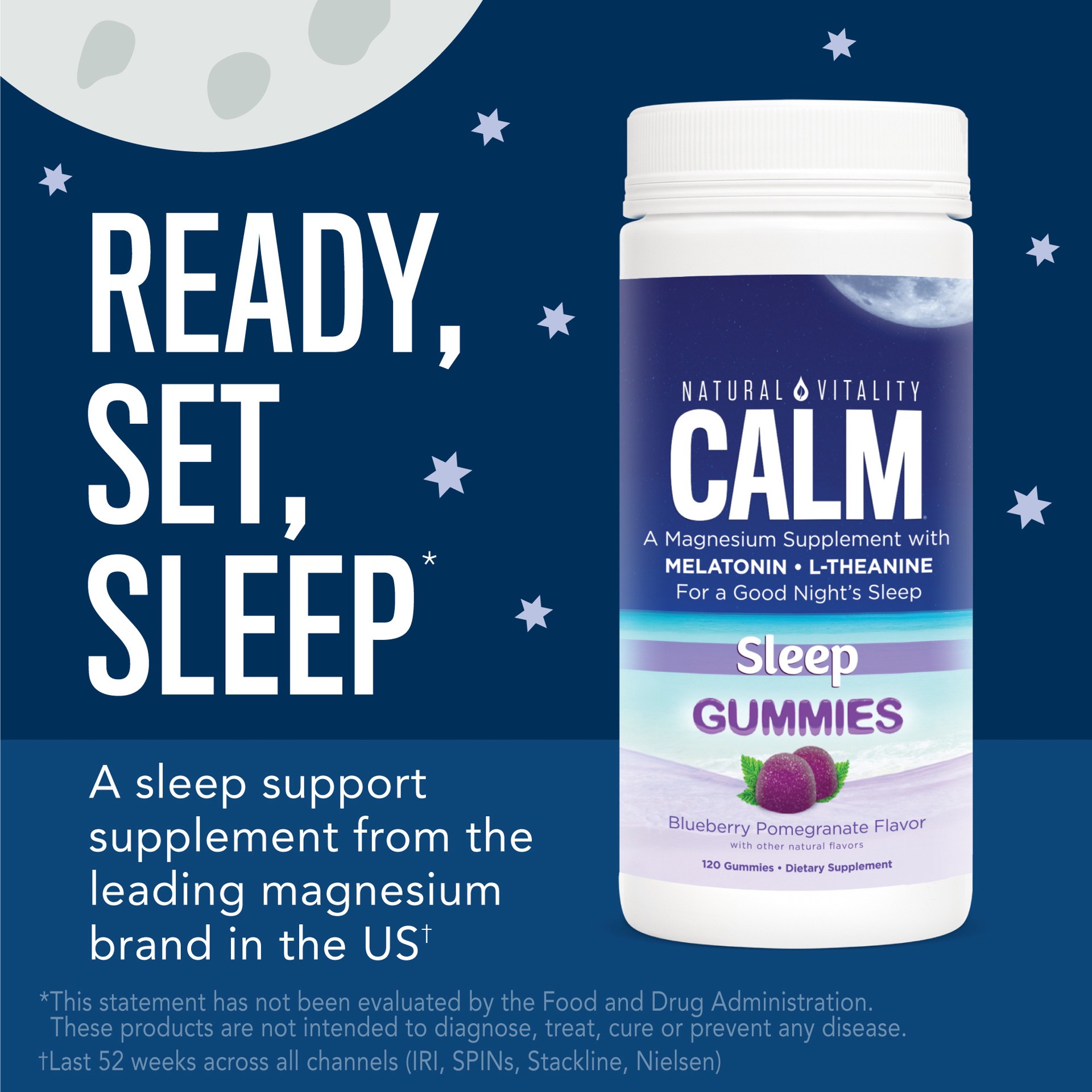 slide 4 of 5, Natural Vitality Sleep Blueberry Pomegranate Magnesium Supplement 120 Ct Gummies, 120 ct