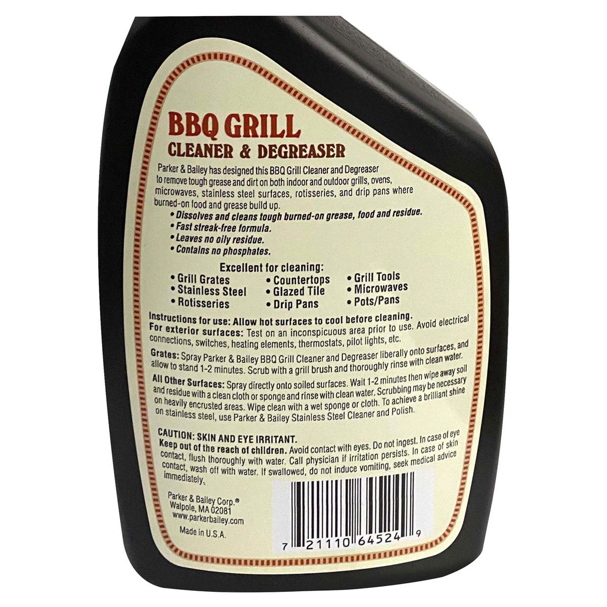 slide 2 of 2, Parker & Bailey BBQ Grill Cleaner & Degreaser, 24 oz