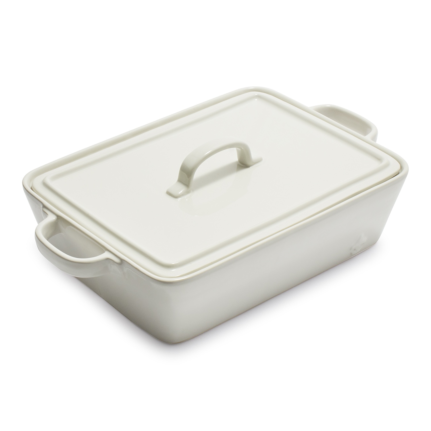 slide 1 of 1, La Marque 84 Oven to Table Rectangular Casserole with Lid, White, 4 qt