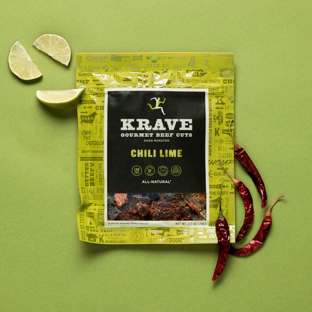 slide 3 of 4, Krave Jerky Chili Lime Beef Cuts, 2.7 oz