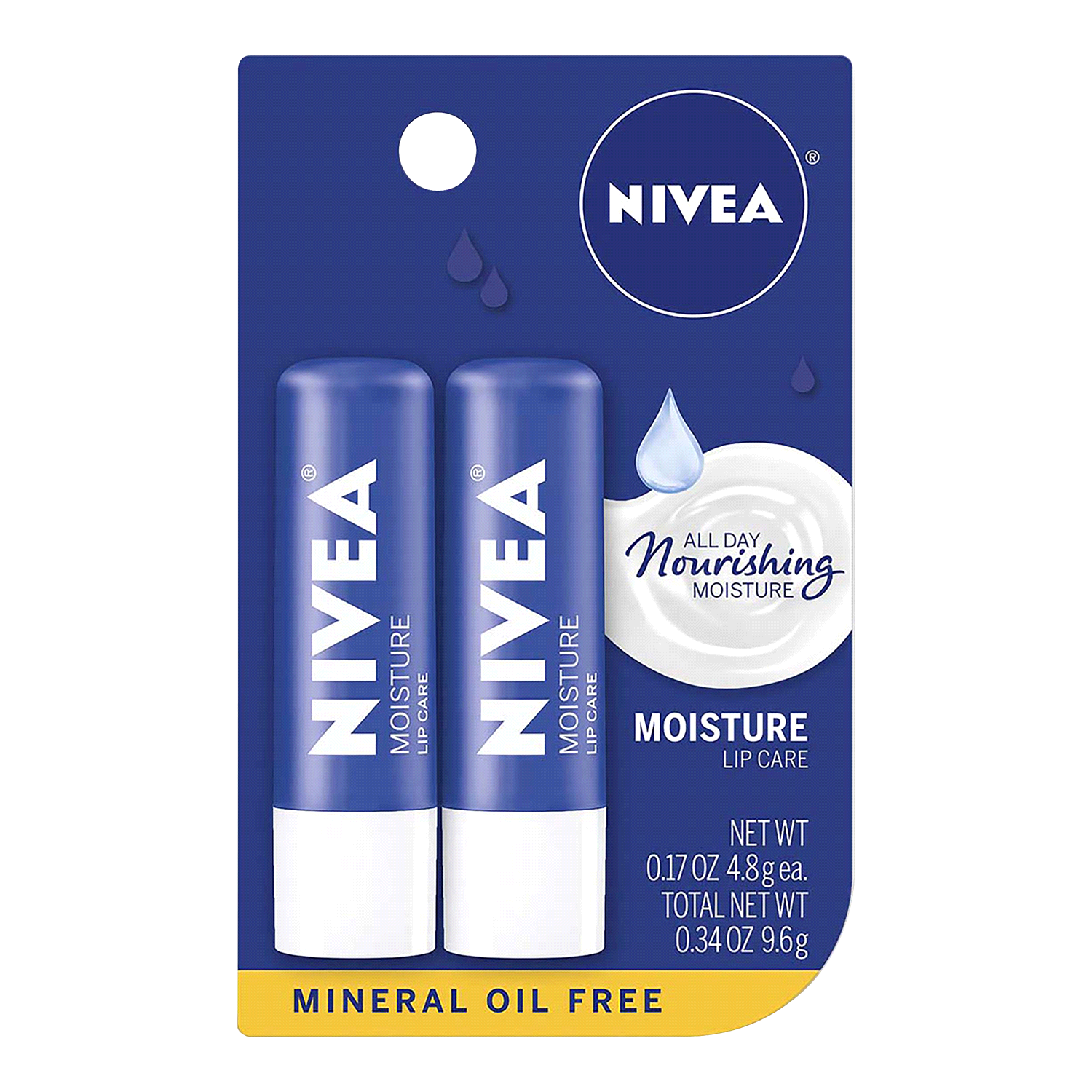 slide 1 of 2, NIVEA Moisture Lip Care, Lip Balm Stick with Shea Butter, 0.17 Oz, Pack of 2, 2 ct