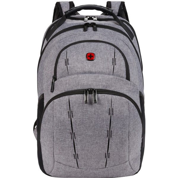 slide 2 of 6, Wenger Tandem Backpack With 16'' Laptop Pocket, Gray/Black, 1 ct