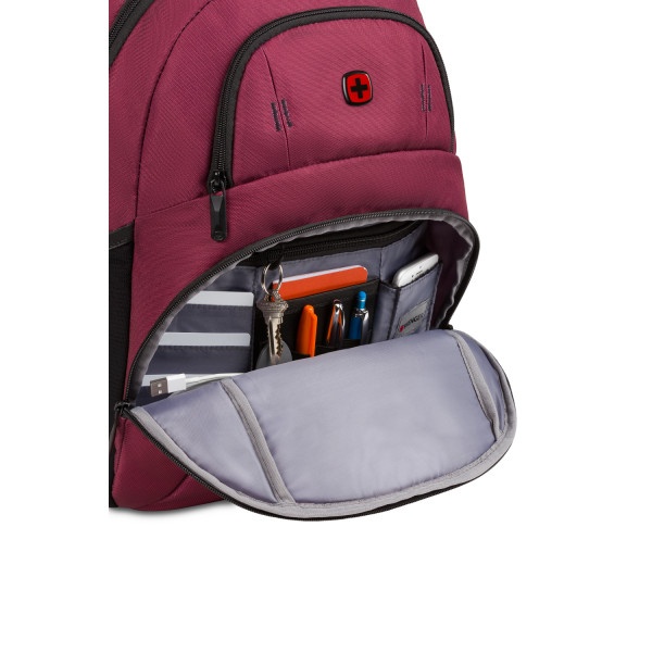 slide 6 of 10, Wenger Tandem Backpack With 16'' Laptop Pocket, Burgundy, 1 ct