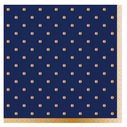 Design Design Midnight Blue/Gold Swiss Dots Beverage Napkin