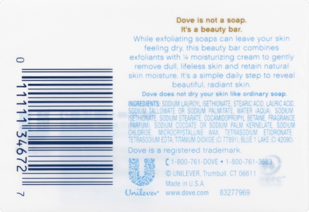 slide 3 of 6, Dove Beauty Bar Gentle Exfoliating With Mild Cleanser, 3.17 oz, 3 Bars , 3.17 oz