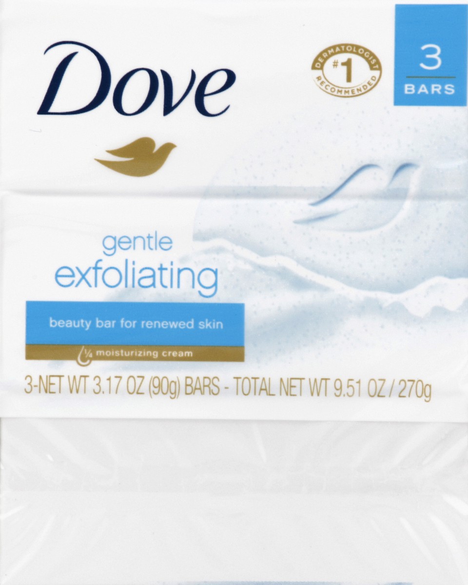 slide 5 of 6, Dove Beauty Bar Gentle Exfoliating With Mild Cleanser, 3.17 oz, 3 Bars , 3.17 oz